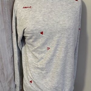 Workshop Republic Clothing Light Gray Sweater with Red Heart Details